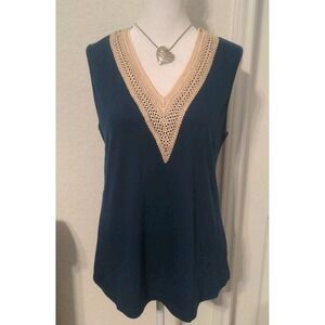 Saukole Collection Vogues Women's Teal Summer V-Neck Tank Top. Size M NWT